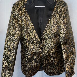 COOFANDY Gold and Black Brocade Blazer